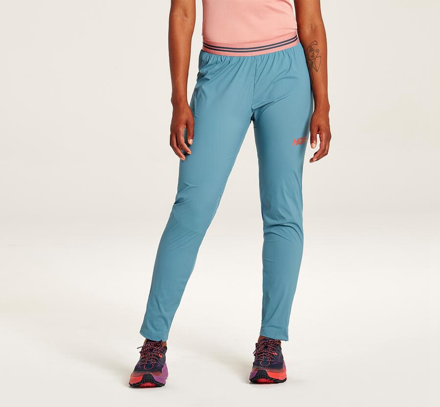 Pants Womens - Hoka One One Wind - Blue - VKCTNAS-46